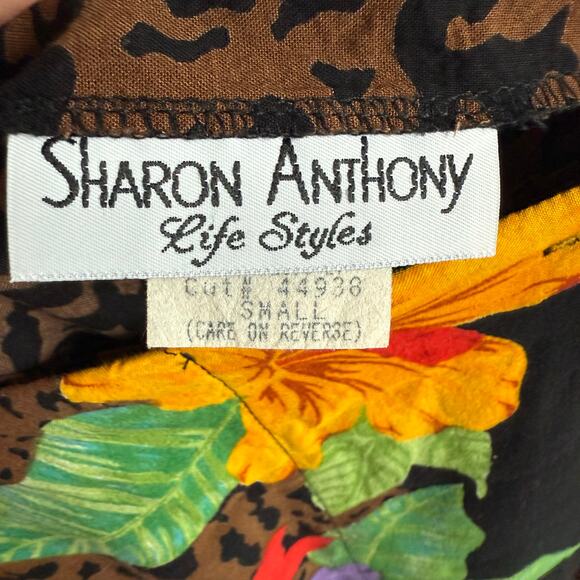 Vintage Wrap Skirt Leopard Print Midi Tropical Floral Flowy Rayon 90s Maximalist - Picture 5 of 6